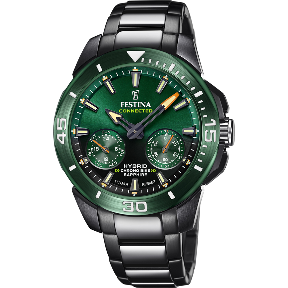 FESTINA Hybrid Chronobike Special Edition Set Ανδρικό Ρολόι Χρονογράφος Μαύρο Ανοξείδωτο Ατσάλι Μπρασελέ F20646/1