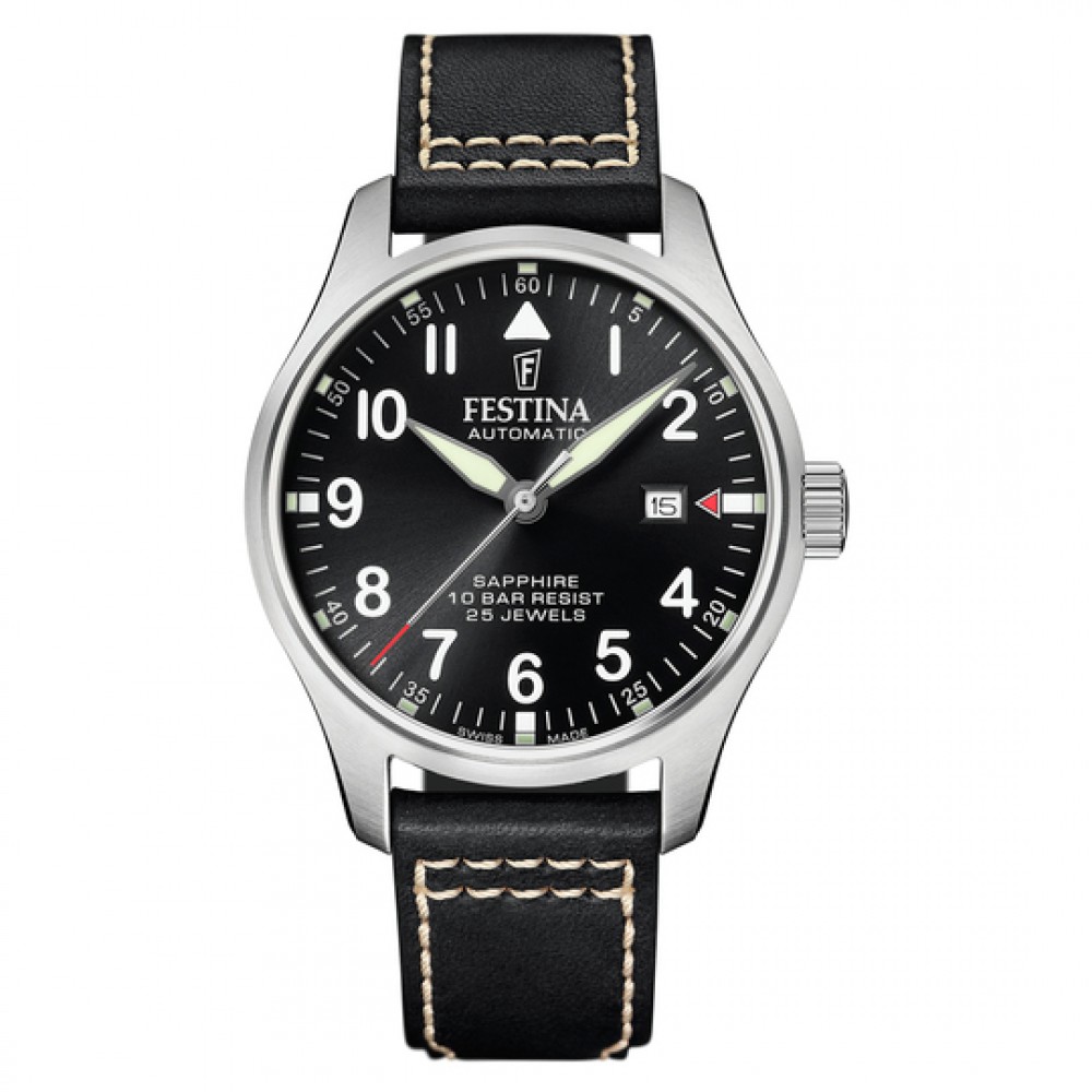 FESTINA Automatic Ρολόι Ανδρικό Μαύρο Δερμάτινο Λουράκι F20151/4