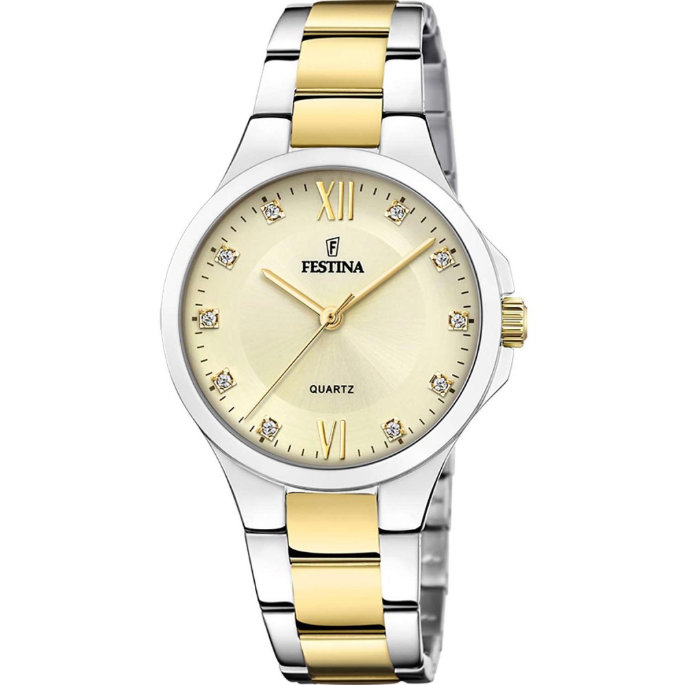 FESTINA Crystals Ρολόι Γυναικείο Ασημί/Επιχρυσωμένο Ανοξείδωτο Ατσάλι Μπρασελέ F20618/1