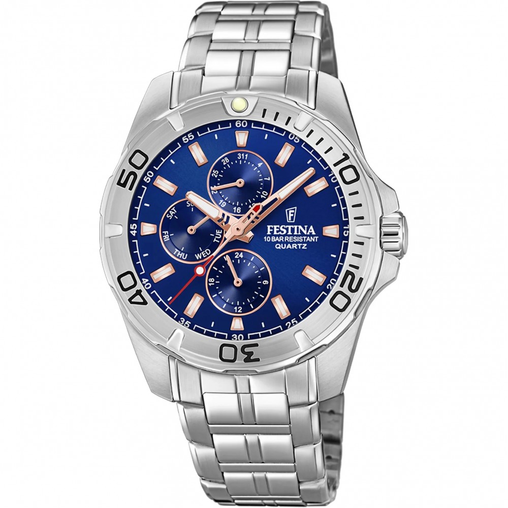 FESTINA Ρολόι Ανδρικό Ασημί Ανοξείδωτο Ατσάλι Μπρασελέ F20445/5