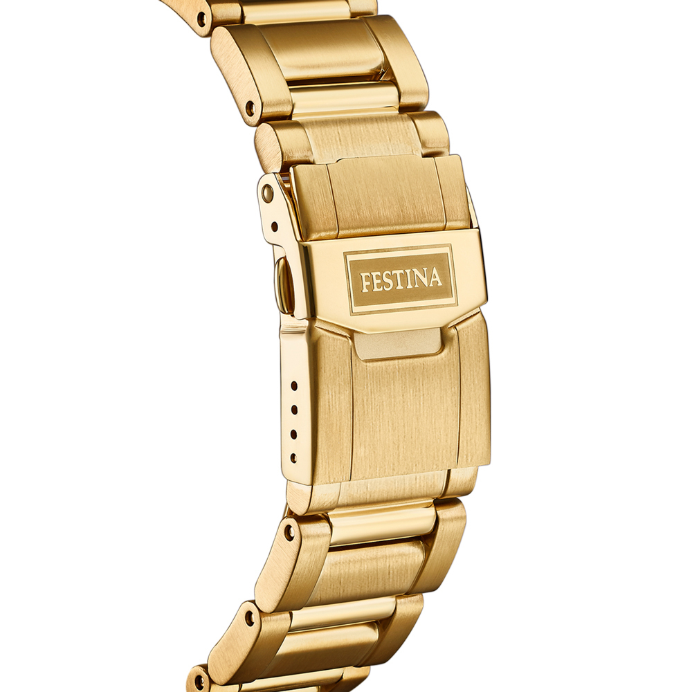 FESTINA  Ανδρικό Ρολόι Χρονογράφος Χρυσό Ανοξείδωτο Ατσάλι Μπρασελέ F20492/4