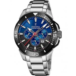 FESTINA Ανδρικό Ρολόι Χρονογράφος Ασημί Ανοξείδωτο Ατσάλι μπρασελέ F20641/C