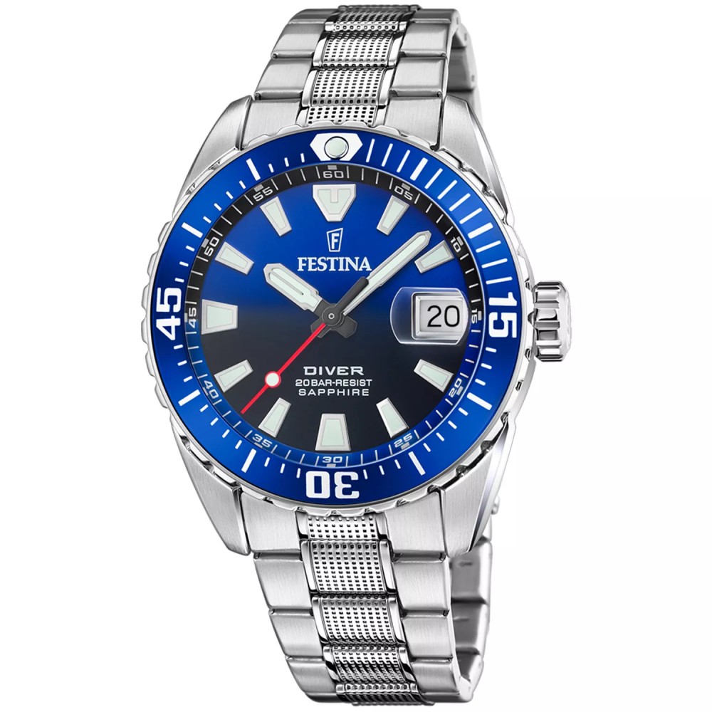 FESTINA Diver Ρολόι Ανδρικό Ασημί Ανοξείδωτο Ατσάλι Μπρασελέ F20669/1