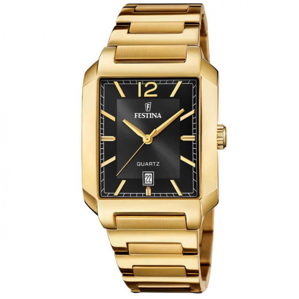 FESTINA Ανδρικό Ρολόι Επιχρυσωμένο Ανοξείδωτο Ατσάλι Μπρασελέ F20678/4