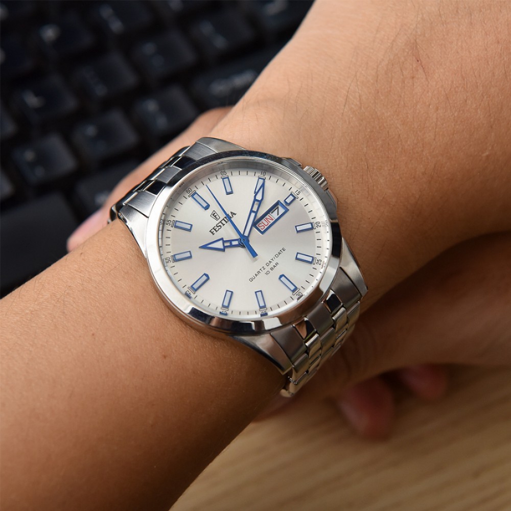 FESTINA  Ρολόι Ανδρικό Ασημί Ανοξείδωτο ατσάλι μπρασελέ F20357/1