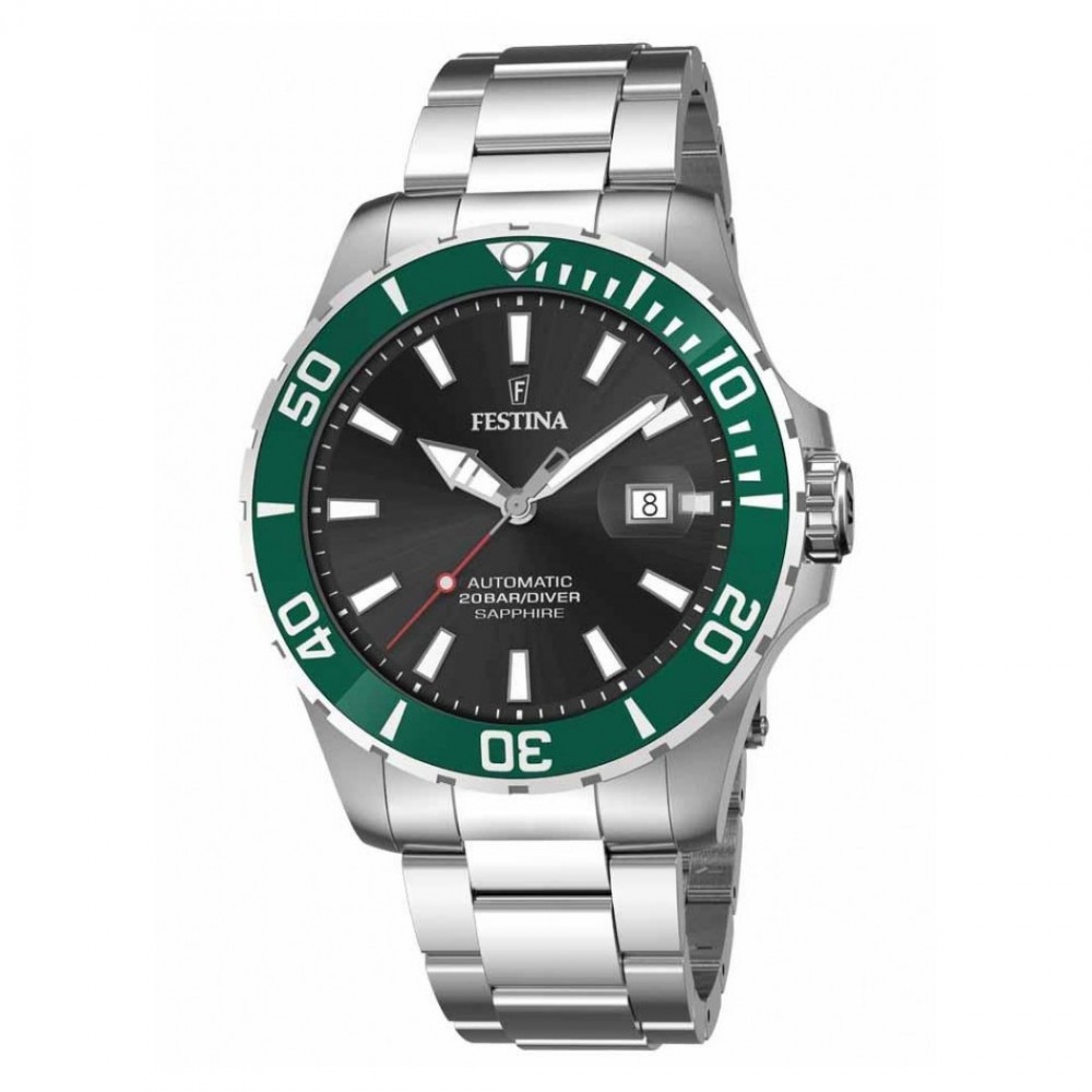 FESTINA Ανδρικό Ρολόι Καταδυτικό Ασημί Ανοξείδωτο Ατσάλι μπρασελέ F20531/2