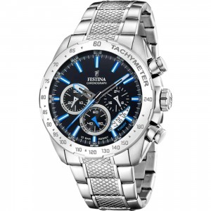 FESTINA Ανδρικό Ρολόι Χρονογράφος Ασημί Ανοξείδωτο Ατσάλι μπρασελέ F20668/6