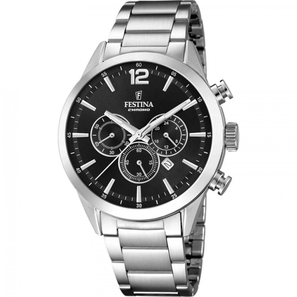 FESTINA  Χρονογράφος Ασημί Ανοξείδωτο Ατσάλι Μπρασελέ F20343/8