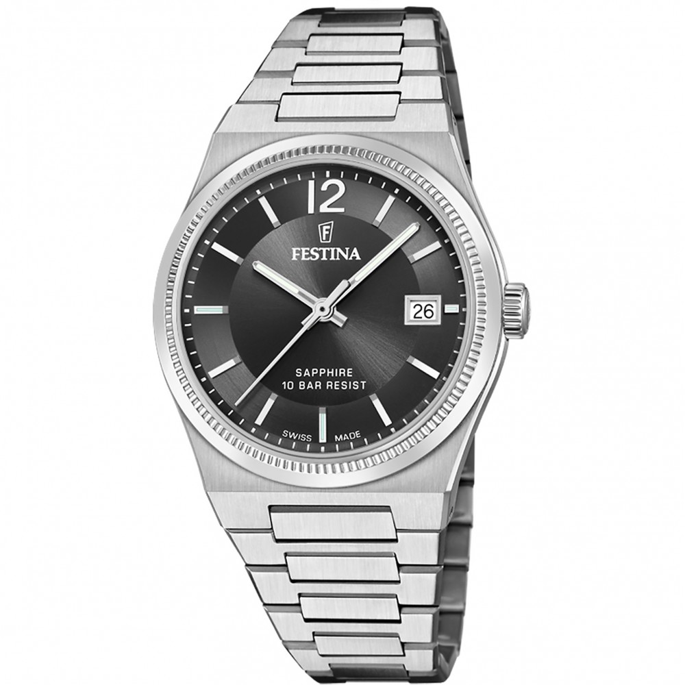 FESTINA SWISS Γυναικείο Ρολόι Ασημί Ανοξείδωτο ατσάλι μπρασελέ F20035/6