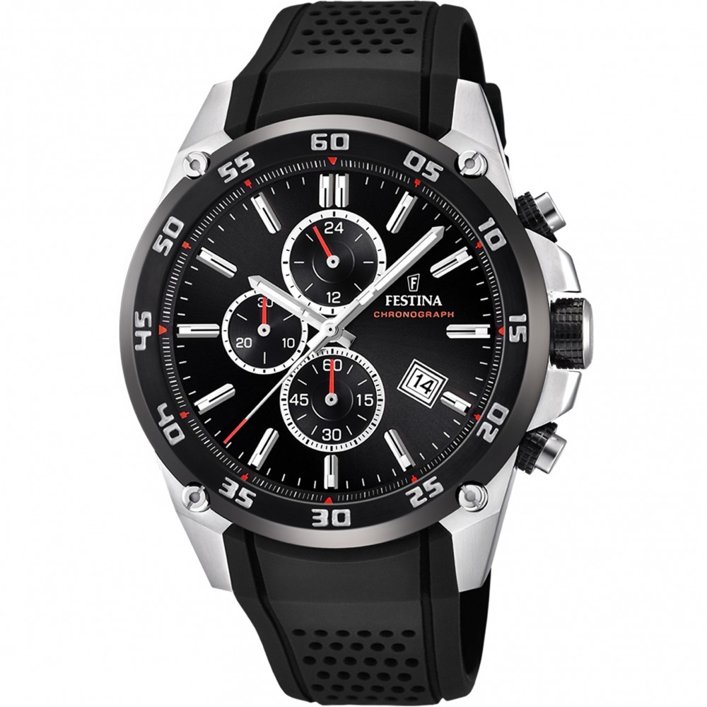 FESTINA Originals Χρονογράφος Ρολόι Ανδρικό Μαύρο Καουτσούκ λουράκι F20330/5