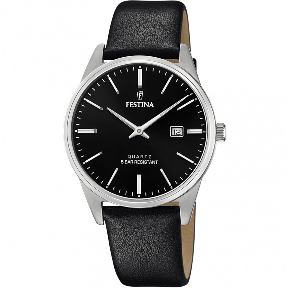 FESTINA  CLASSICS Ρολόι Ανδρικό Μαύρο Δερμάτινο Λουράκι F20512/4