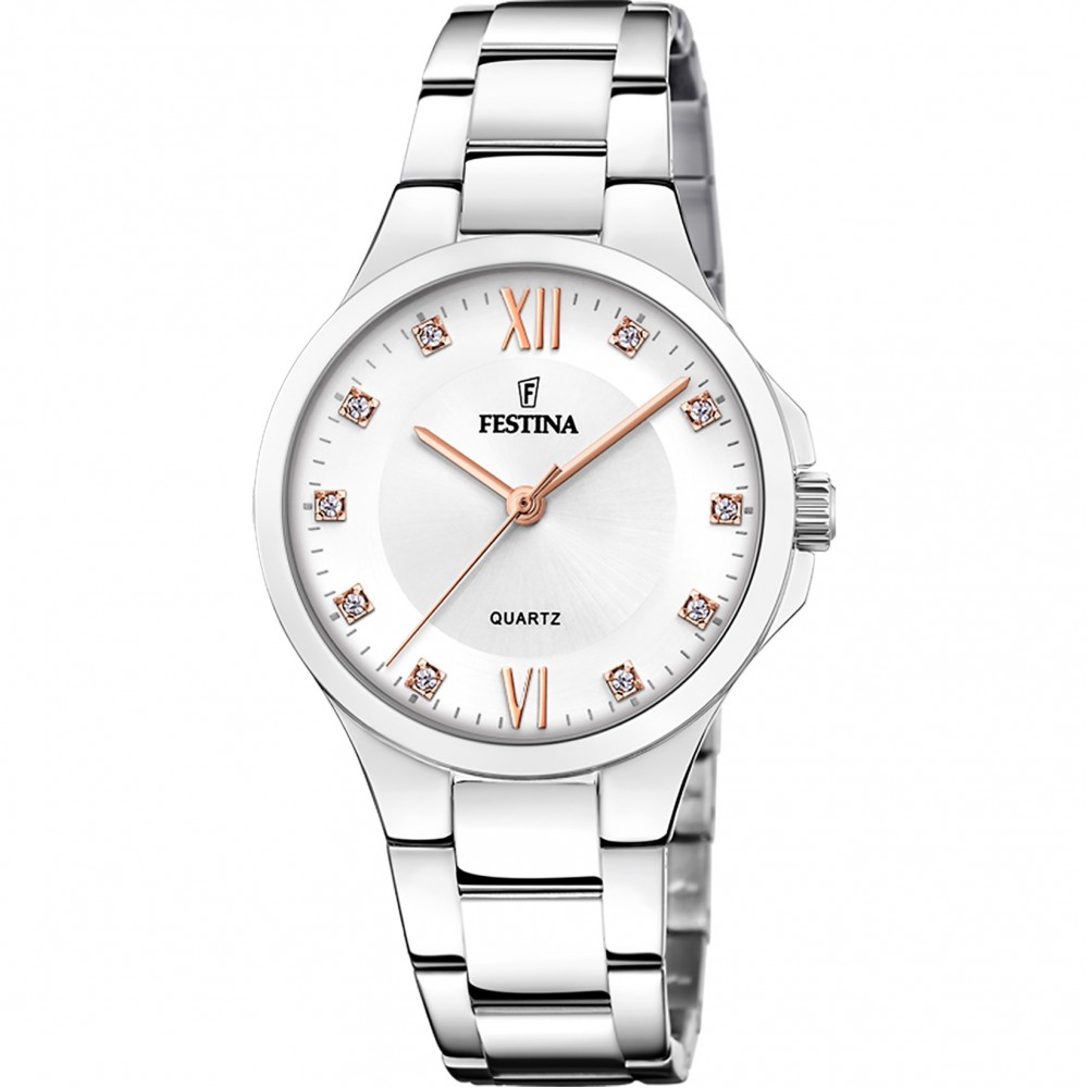 FESTINA WOMAN'S Crystals Ρολόι Γυναικείο Ασημί  Ανοξείδωτο Ατσάλι Μπρασελέ F20582/1