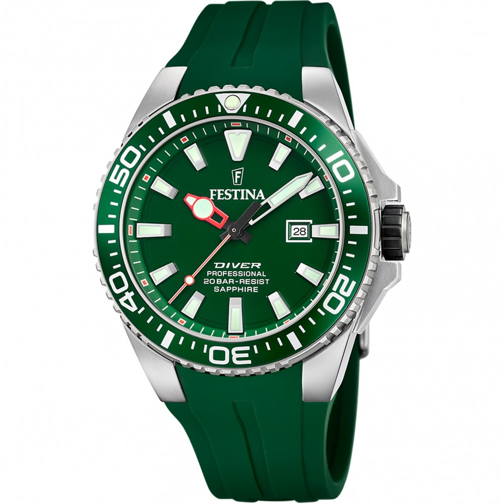 FESTINA Diver Ρολόι Ανδρικό Πράσινο Καουτσούκ λουράκι F20664/2 FESTINA Diver Ρολόι Ανδρικό Πράσινο Καουτσούκ λουράκι F20664/2