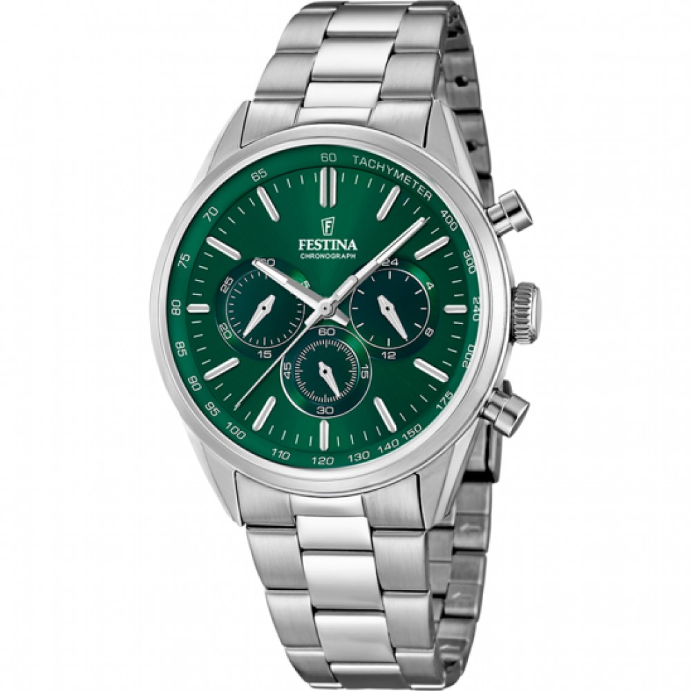 FESTINA Ανδρικό Ρολόι Χρονογράφος Ασημί Ανοξείδωτο ατσάλι μπρασελέ F16820/R