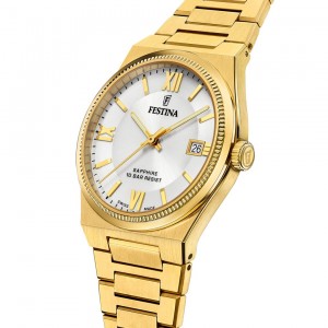 FESTINA SWISS Ανδρικό Ρολόι Επιχρυσωμένο Ανοξείδωτο ατσάλι μπρασελέ F20038/1