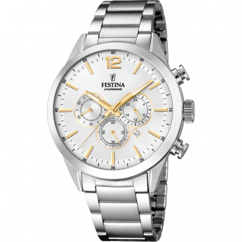 FESTINA Ρολόι Ανδρικό Ασημί Ανοξείδωτο Ατσάλι Μπρασελέ F20343/1