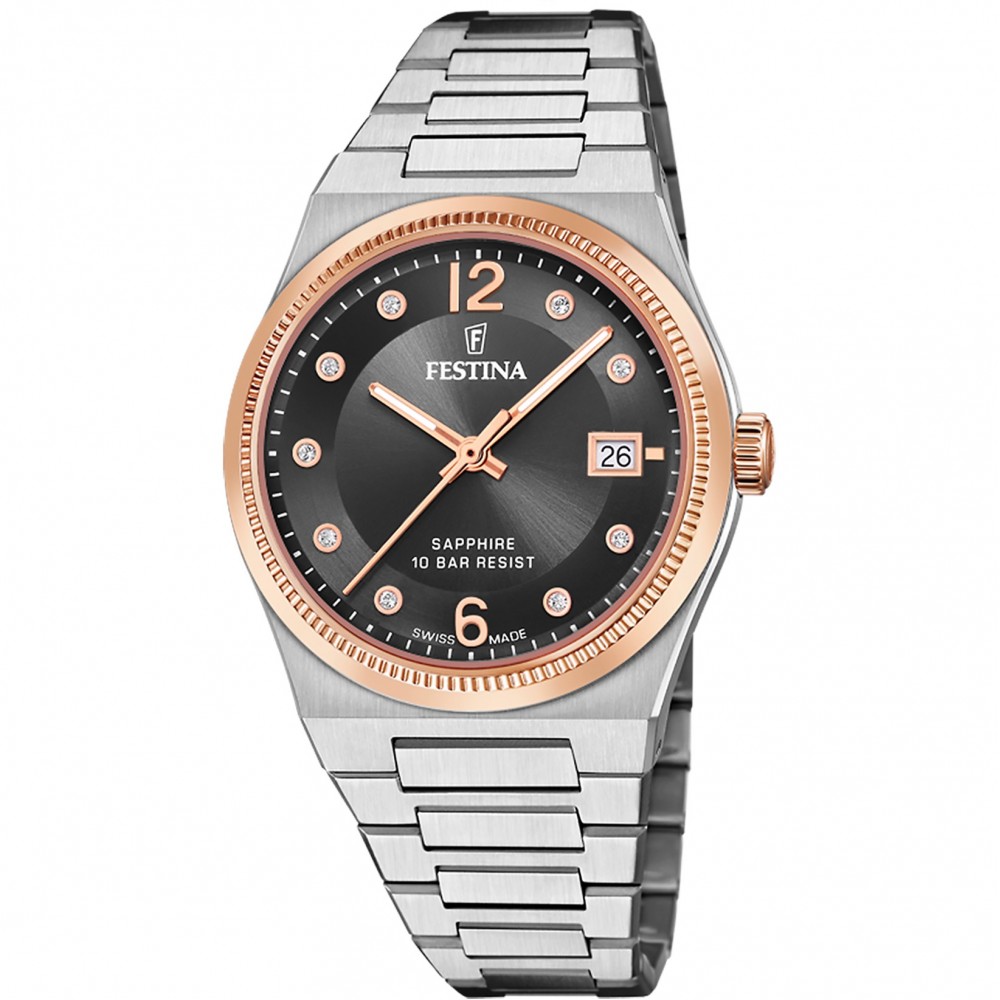 FESTINA SWISS Γυναικείο Ρολόι Ασημί Ανοξείδωτο ατσάλι μπρασελέ F20037/3