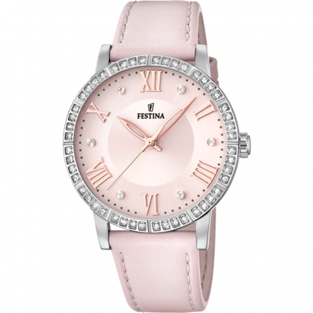 FESTINA Γυναικείο Ρολόι Ροζ Δερμάτινο Λουράκι F20412/2
