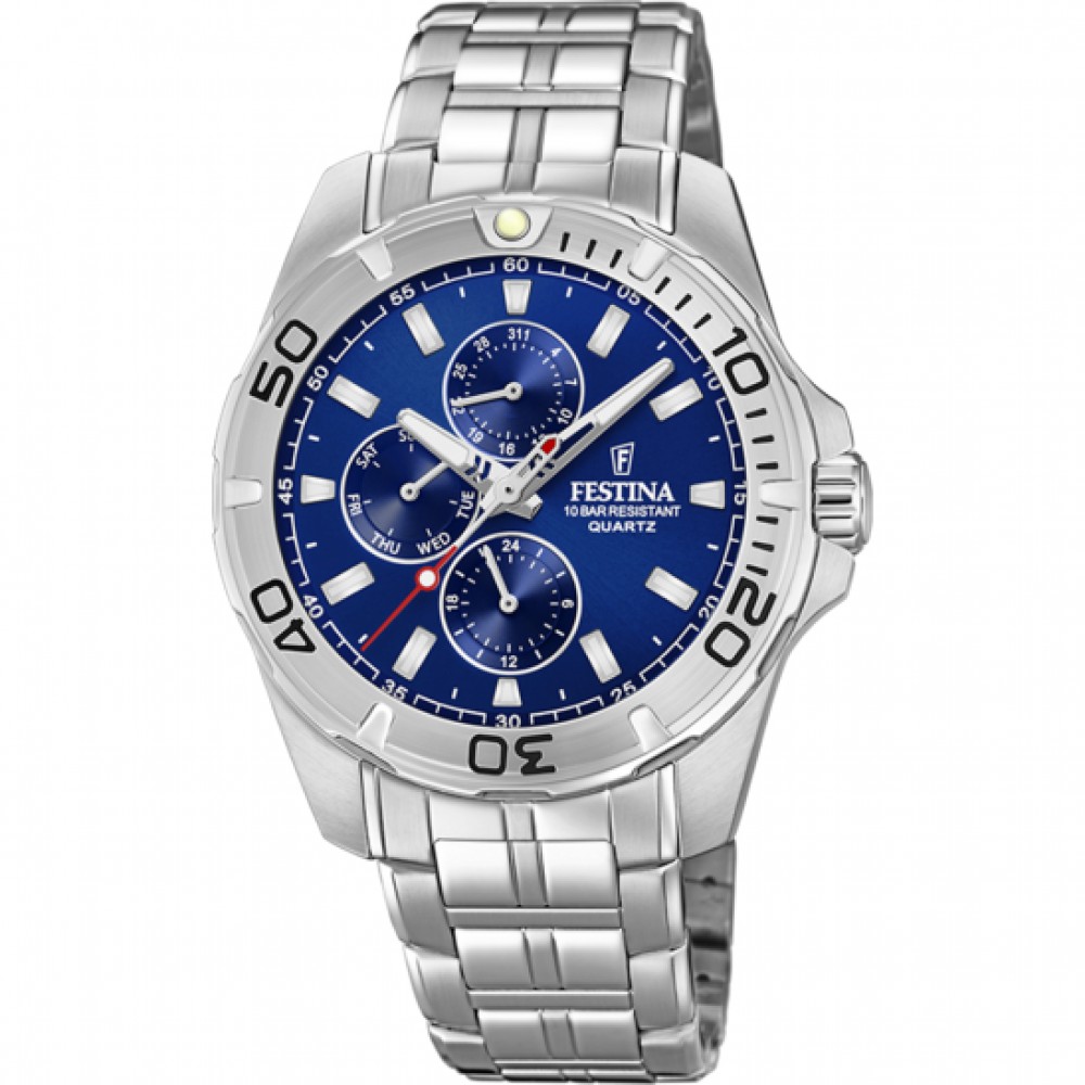 FESTINA Ρολόι Ανδρικό Ασημί Ανοξείδωτο Ατσάλι Μπρασελέ F20445/2