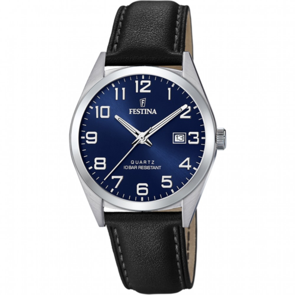 FESTINA Ρολόι Ανδρικό Μαύρο Δερμάτινο λουράκι F20446/2