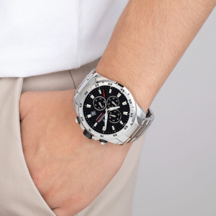 FESTINA Ανδρικό ρολόι χρονογράφος ασημί ανοξείδωτο ατσάλι μπρασελέ F20463/4