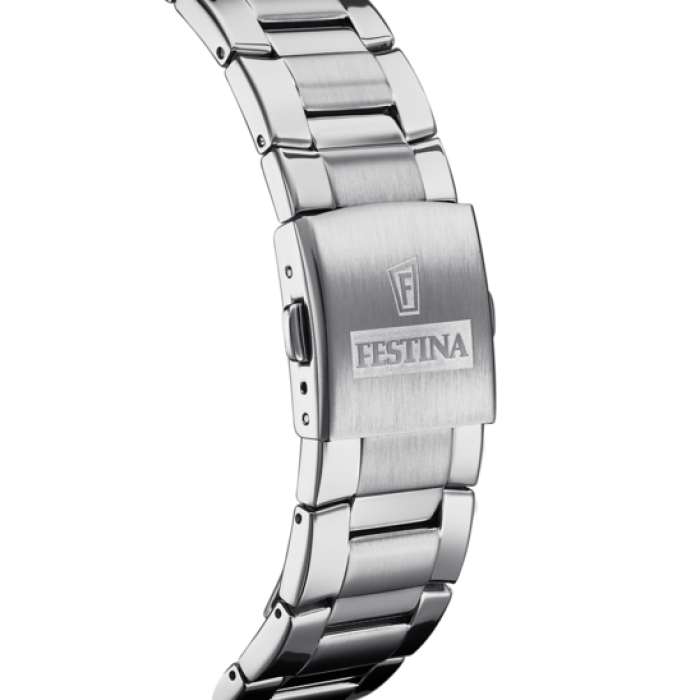 FESTINA Ανδρικό ρολόι χρονογράφος ασημί ανοξείδωτο ατσάλι μπρασελέ F20463/4