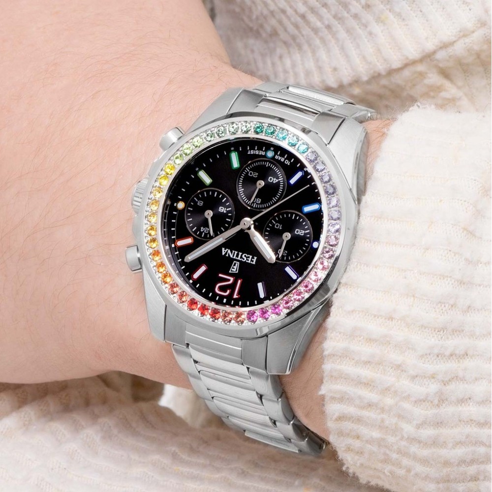 FESTINA Ivory Ρολόι Χρονογράφος Γυναικείο Ασημί Ανοιξείδωτο μπρασελέ F20606/3