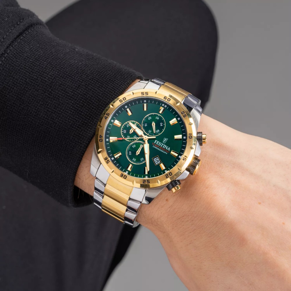 FESTINA Ρολόι Ανδρικό Ασημί/Επιχρυσωμένο Ανοξείδωτο Ατσάλι Μπρασελέ F20562/3