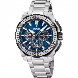 FESTINA Ανδρικό Ρολόι CHRONO BIKE Ασημί Ανοξείδωτο Ατσάλι Μπρασελέ F20724/2
