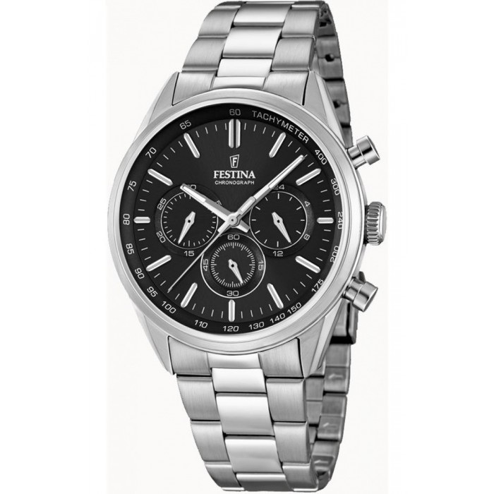 FESTINA Ανδρικό ρολόι χρονογράφος ασημί ανοξείδωτο ατσάλι μπρασελέ F16820/4
