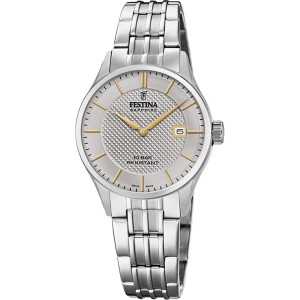FESTINA Swiss Made Ρολόι Γυναικείο Ασημί Ανοξείδωτο Ατσάλι μπρασελέ F20006/2