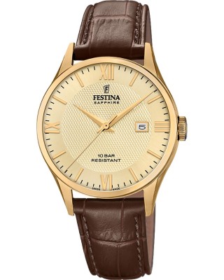 FESTINA Swiss Made Ανδρικό Ρολόι Καφέ Δερματινο λουράκι F20010/5v