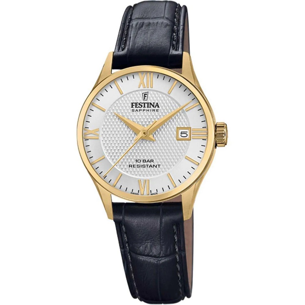 FESTINA Swiss Made Ρολόι Γυναικείο Μαύρο Δερμάτινο λουράκι F20011/1 FESTINA Swiss Made Ρολόι Γυναικείο Μαύρο Δερμάτινο λουράκι F20011/1