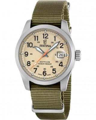 FESTINA Field Swiss Made Ρολόι Ανδρικό Πράσινο Υφασμάτινο λουράκι F20082/1 