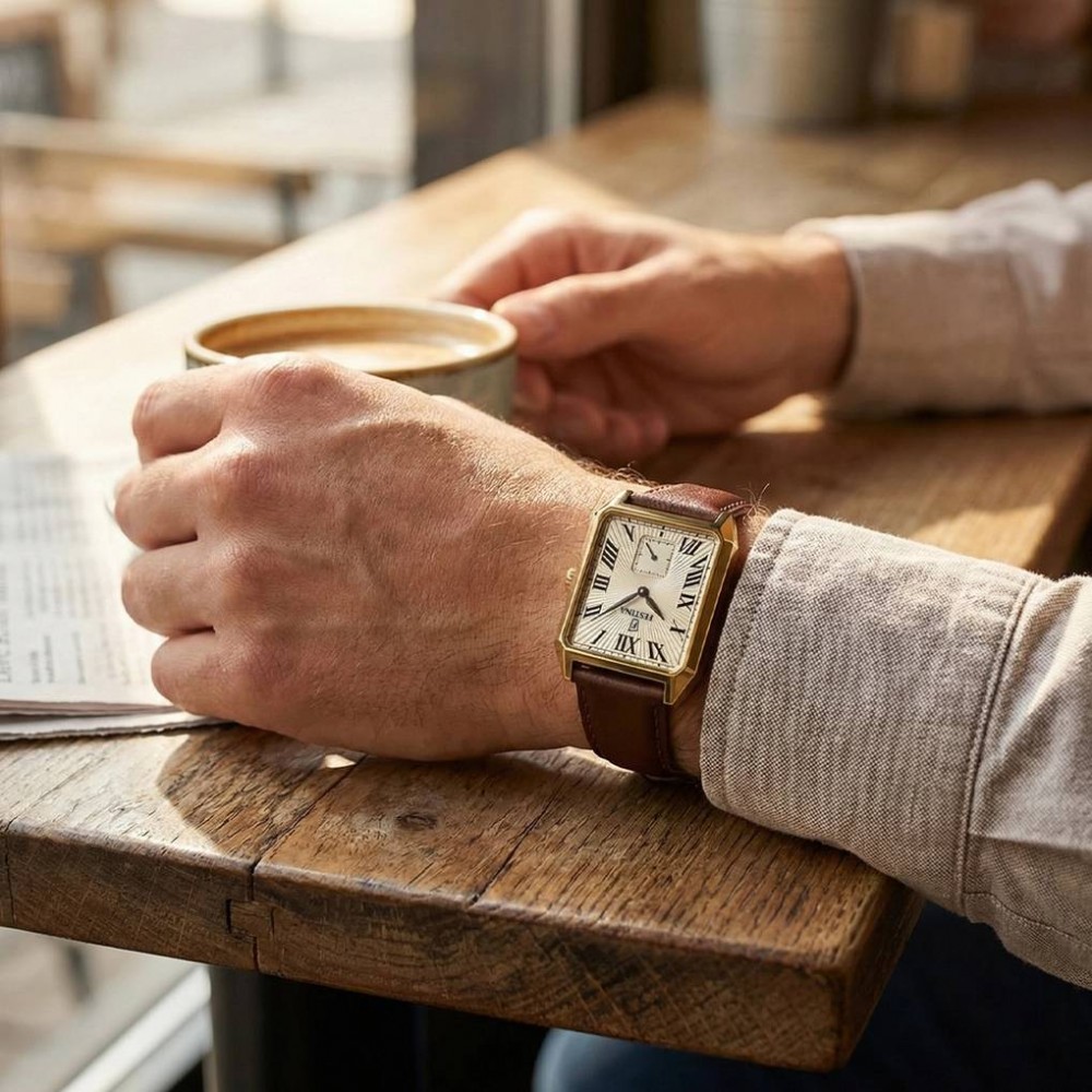FESTINA Ρολόι Τετράγωνο Χρυσό Καφέ δερμάτινο λουρί F20780/2 FESTINA Ρολόι Τετράγωνο Χρυσό Καφέ δερμάτινο λουρί F20780/2