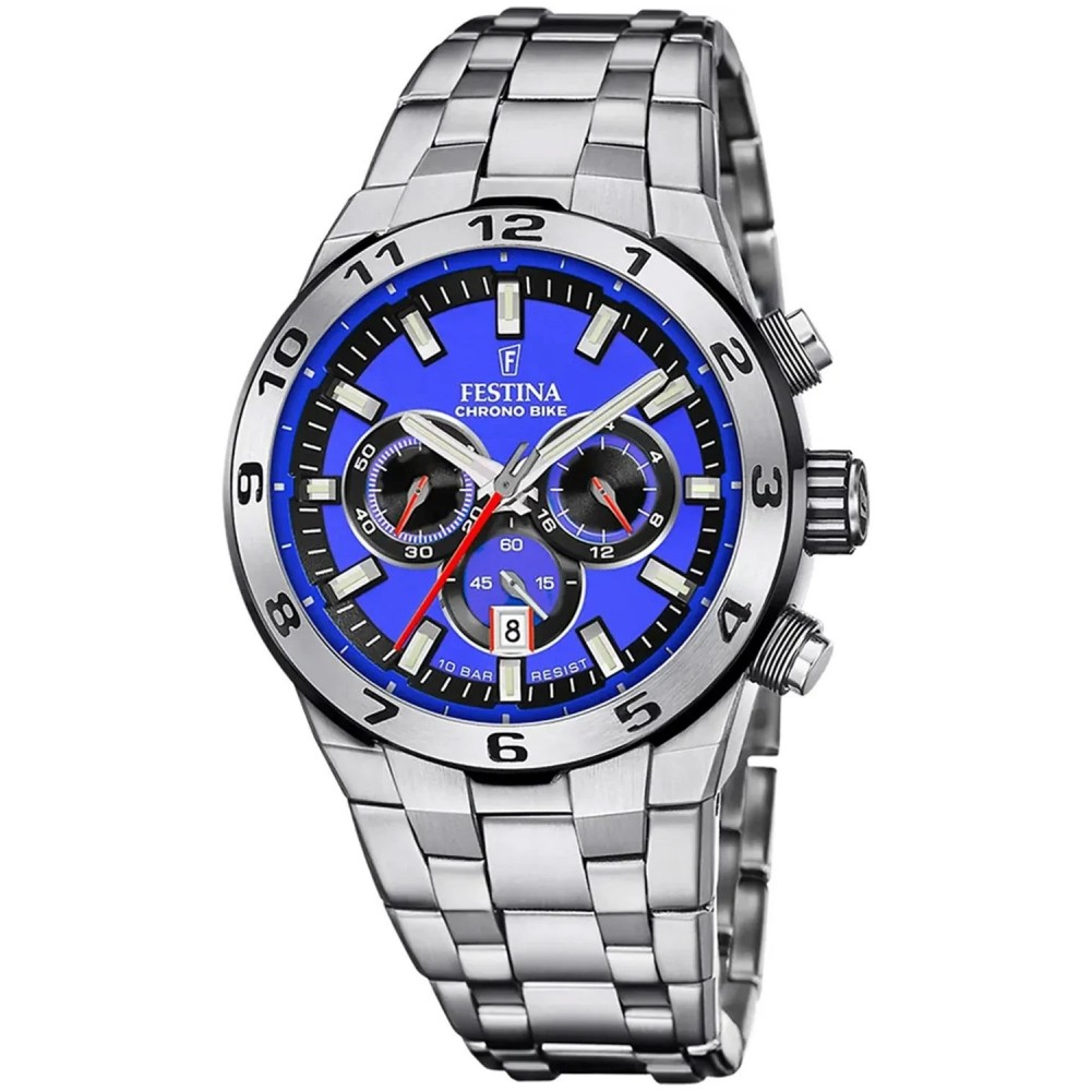FESTINA Ανδρικό Ρολόι CHRONO BIKE Ασημί Ανοξείδωτο Ατσάλι Μπρασελέ F20670/3