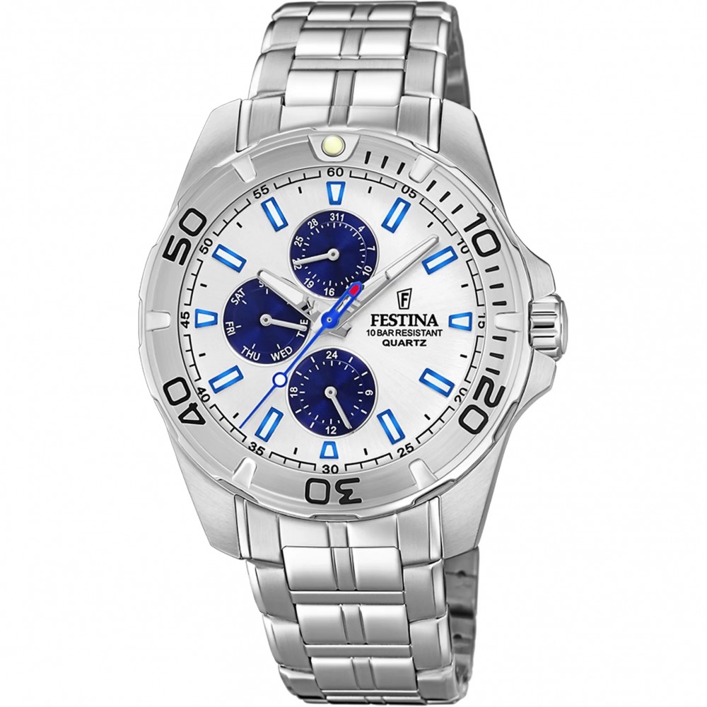 FESTINA Ρολόι Ανδρικό Ασημί Ανοξείδωτο Ατσάλι Μπρασελέ F20445/1