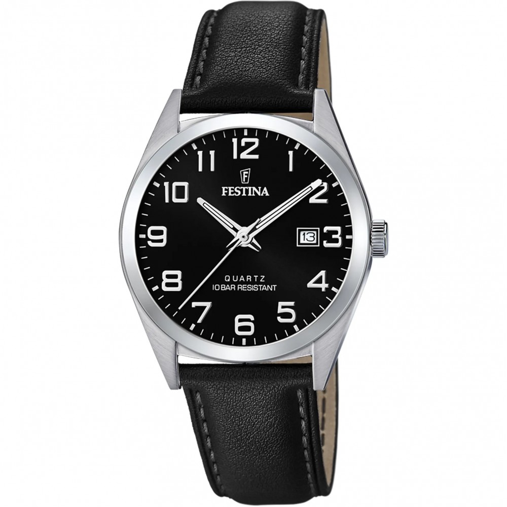 FESTINA Ρολόι Ανδρικό Μαύρο Δερμάτινο λουράκι F20446/3