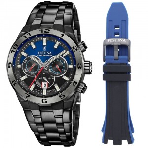 FESTINA Ανδρικό Ρολόι SPECIAL EDITION CHRONO BIKE Μαύρο Ανοξείδωτο Ατσάλι Μπρασελέ F20673/1