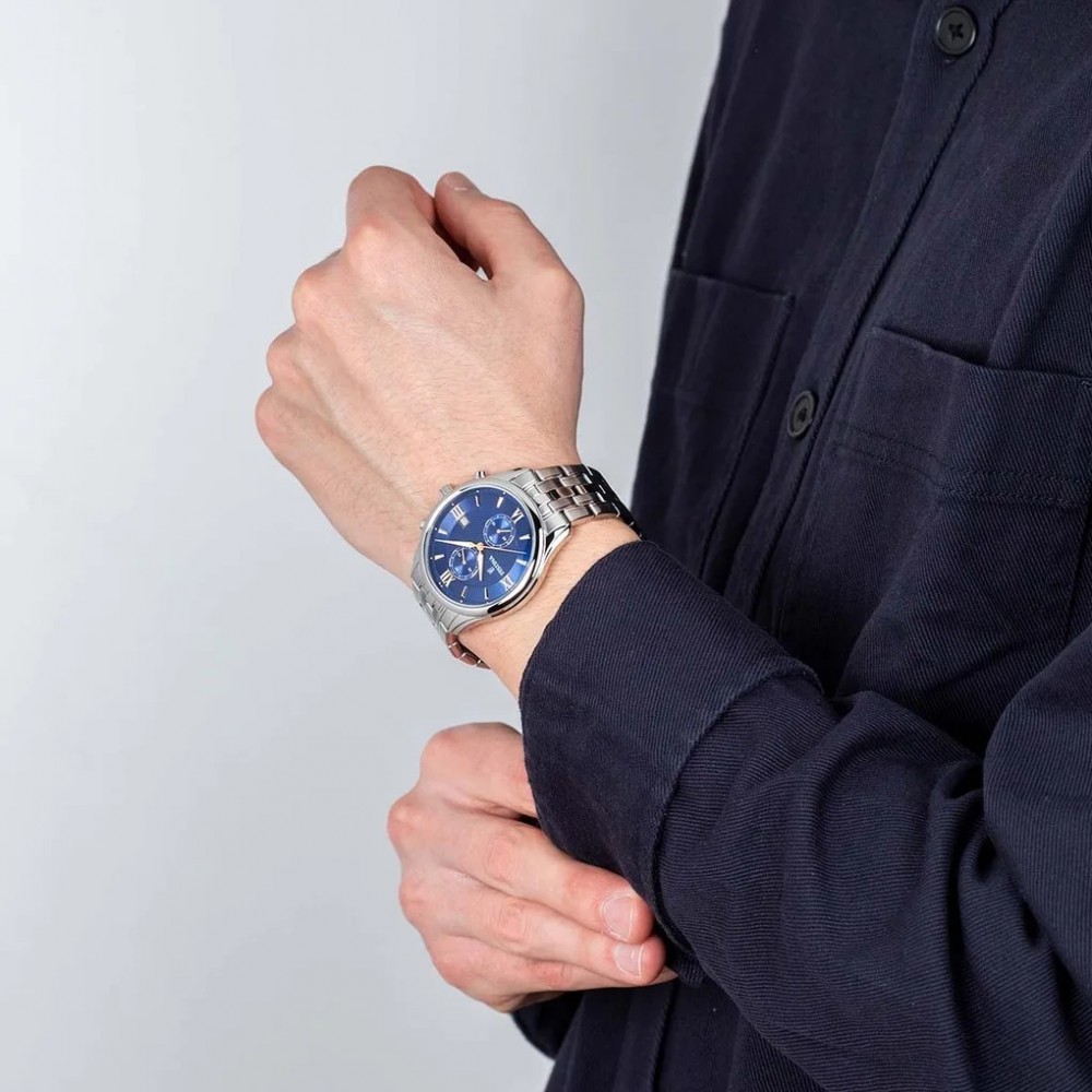FESTINA Ανδρικό Ρολόι Χρονογράφος Ασημί Ανοξείδωτο Ατσάλι μπρασελέ F6854/6