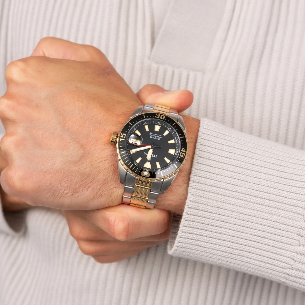 FESTINA DIVER Ανδρικό Ρολόι Καταδυτικό Δίχρωμο Ανοξείδωτο Ατσάλι F20706/3