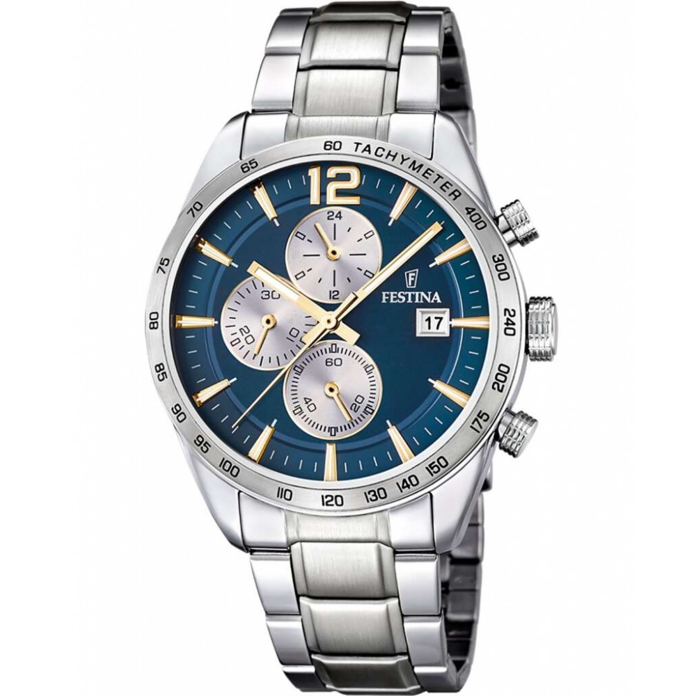 FESTINA Ρολόι Ανδρικό Ασημί Ανοξείδωτο Ατσάλι Μπρασελέ F16759/7