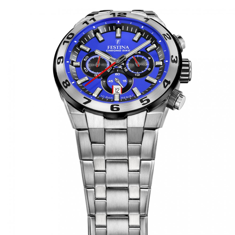 FESTINA Ανδρικό Ρολόι CHRONO BIKE Ασημί Ανοξείδωτο Ατσάλι Μπρασελέ F20670/3