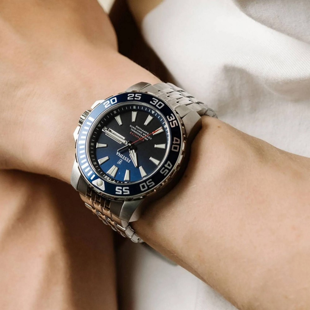 FESTINA Diver Ρολόι Ανδρικό Ασημί Ανοξείδωτο Ατσάλι Μπρασελέ F20661/1