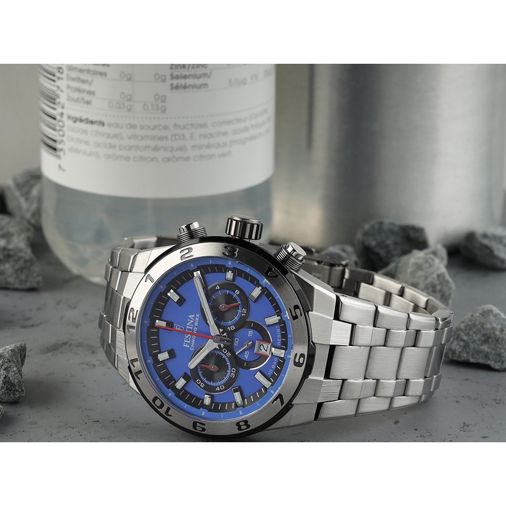 FESTINA Ανδρικό Ρολόι CHRONO BIKE Ασημί Ανοξείδωτο Ατσάλι Μπρασελέ F20670/3