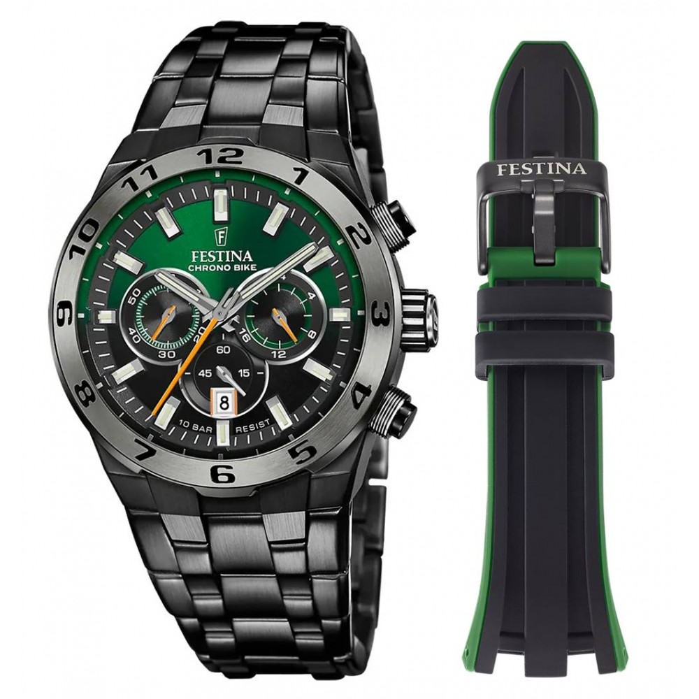 FESTINA Ανδρικό Ρολόι SPECIAL EDITION CHRONO BIKE Μαύρο Ανοξείδωτο Ατσάλι Μπρασελέ F20673/2 