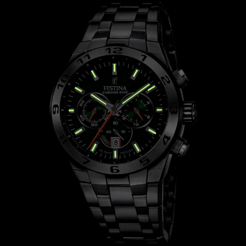 FESTINA Ανδρικό Ρολόι CHRONO BIKE Ασημί Ανοξείδωτο Ατσάλι Μπρασελέ F20670/2