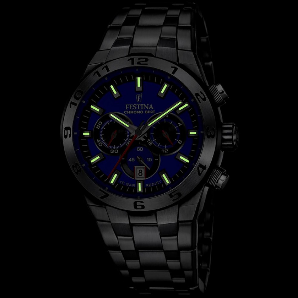 FESTINA Ανδρικό Ρολόι CHRONO BIKE Ασημί Ανοξείδωτο Ατσάλι Μπρασελέ F20670/3