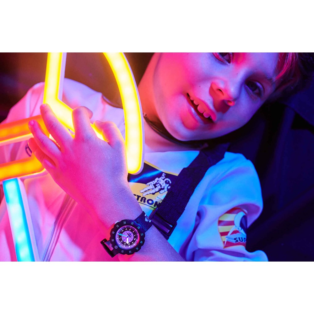 FLIK FLAK MOON AND BACK Ρολόι Παιδικό Μαύρο Υφασμάτινο Λουράκι ZFPSP057