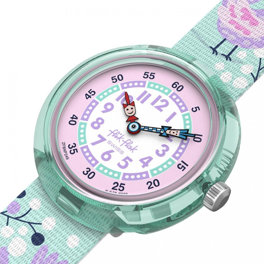 FLIK FLAK TWEET TWEET Ρολόι Παιδικό Πράσινο Υφασμάτινο Λουράκι ZFBNP249